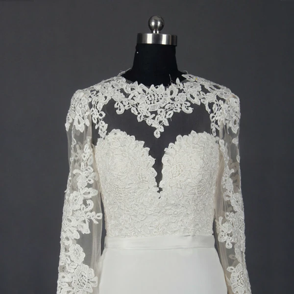 Classic Elegant Ivory Court Train Wedding 2018 Trumpet / Mermaid Long Sleeve Charmeuse U-Neck Lace-up Appliques Backless Pierced Wedding Dresses