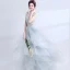 Chic / Belle Argenté Robe De Soirée 2017 Robe Boule U-Cou Dentelle Dos Nu Perlage Fait main Soirée Robe De Bal