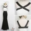 Chic / Beautiful Black Evening Dresses  2017 Backless Trumpet / Mermaid Lace X-Strap Pierced Spaghetti Straps Evening Party