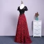 Chic / Beautiful Burgundy Evening Dresses  2017 A-Line / Princess U-Neck Lace Beading Appliques Backless Evening Party Formal Dresses