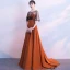 Klassieke Elegante Oranje Avondjurken 2017 A lijn U-hals Ruglooze Kralen Chiffon Avond Gelegenheid Jurken