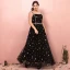 Chic / Beautiful Black Plus Size Prom Dresses 2018 A-Line / Princess Zipper Up Tulle U-Neck Star Backless Beading Sequins Embroidered Evening Party Evening Dresses
