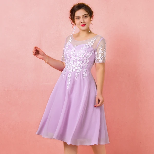 Modern / Fashion Purple Plus Size Graduation Dresses 2018 Tulle U-Neck Backless Beading Embroidered Evening Party Formal Dresses