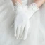 Chic / Beautiful Ivory Wedding 2018 Charmeuse Lace-up Beading Rhinestone Bridal Gloves