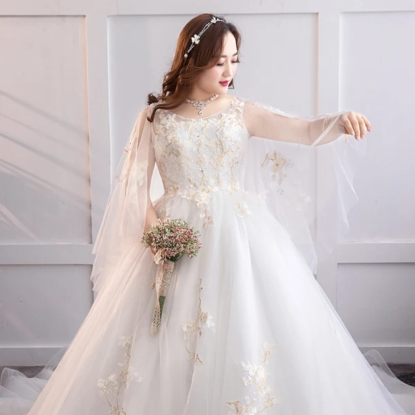 Modern / Fashion White Plus Size Ball Gown Wedding Dresses 2019 Lace Tulle Appliques Backless Beading Sequins Strapless Chapel Train Wedding
