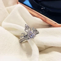 Luksusowe Srebrny Rhinestone Korowód Ślub Pierścienie 2019 Akcesoria