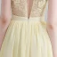 Modern / Fashion Floor-Length / Long Yellow Evening Dresses  2018 A-Line / Princess U-Neck Chiffon Lace-up Appliques Backless Pierced Formal Dresses