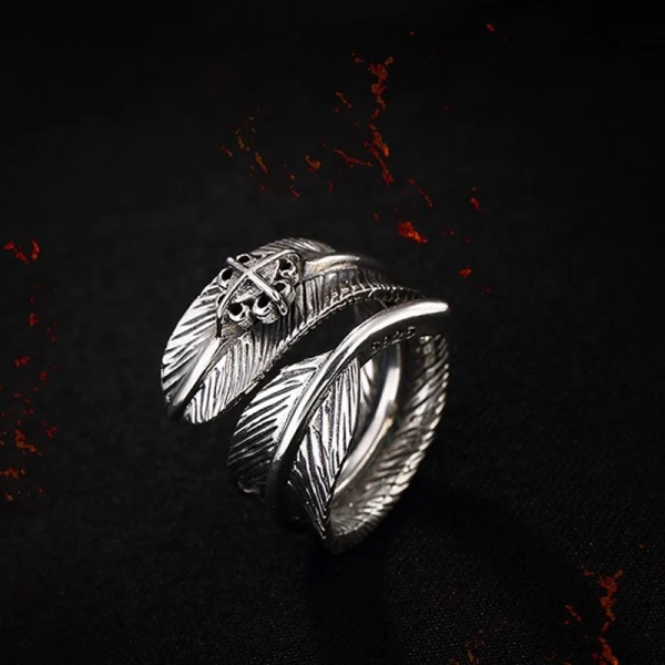 Étourdissant Argenté Plumes Fait main Bague Foi Argent sterling Club de carnaval Anneaux 2019 Accessorize