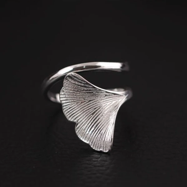 Simple Argenté Fait main Feuille Bague Argent sterling Travail Vacances Anneaux 2019 Accessorize