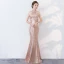 Sparkly Bling Bling Gold Floor-Length / Long Evening Dresses  2018 Trumpet / Mermaid High Neck Beading Rhinestone Sequins Evening Party Formal Dresses