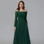Modest / Simple Green Mother Of The Bride Dresses 2020 A-Line / Princess Floor-Length / Long Long Sleeve Zipper Up at Side Off-The-Shoulder Backless Embroidered Wedding Evening Party Wedding Party Dresses