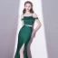 Modern / Fashion Charming 2 Piece Dark Green Court Train Evening Dresses  2018 Trumpet / Mermaid Spaghetti Straps Evening Party Formal Dresses