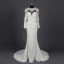 Classic Elegant Ivory Court Train Wedding 2018 Trumpet / Mermaid Long Sleeve Charmeuse U-Neck Lace-up Appliques Backless Pierced Wedding Dresses