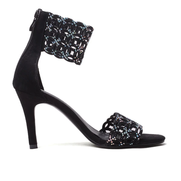 Modern / Fashion Black Casual Evening Party Leather Beading Rhinestone Womens Shoes 2018