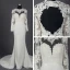 Classic Elegant Ivory Court Train Wedding 2018 Trumpet / Mermaid Long Sleeve Charmeuse U-Neck Lace-up Appliques Backless Pierced Wedding Dresses