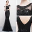 Modern / Fashion Black Floor-Length / Long Evening Dresses  2018 Trumpet / Mermaid U-Neck Tulle Backless Beading Sequins Rhinestone Formal Dresses