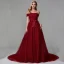 Chic / Beautiful Burgundy Evening Dresses  2020 A-Line / Princess Off-The-Shoulder Tulle Backless Strappy Court Train Cocktail Party Evening Party Formal Dresses