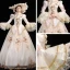 Vintage / Retro Medieval Ivory Ball Gown Prom Dresses 2021 High Neck Long Sleeve Floor-Length / Long 3D Lace Embroidered Flower Printing Cosplay Prom Formal Dresses
