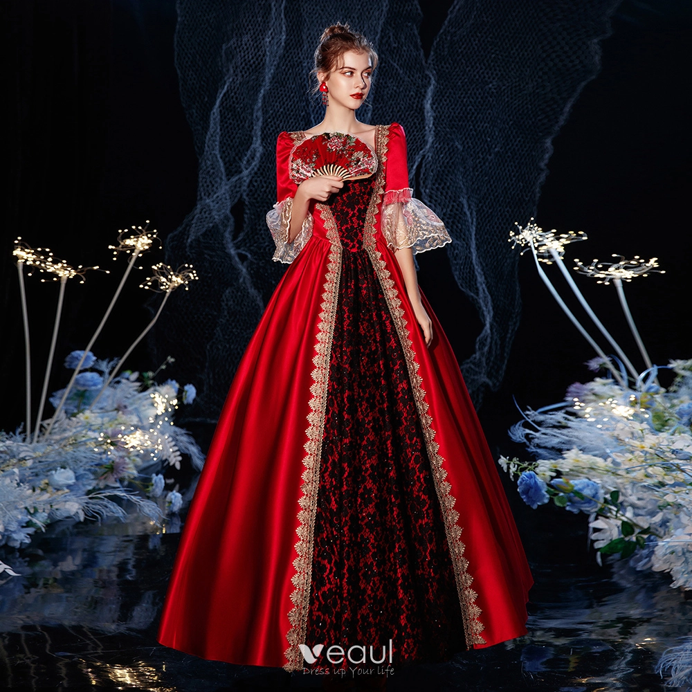 Medieval Victorian Gothic Ball Gown Medieval Prom Dress With Gold