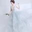 Chic / Belle Argenté Robe De Soirée 2017 Robe Boule U-Cou Dentelle Dos Nu Perlage Fait main Soirée Robe De Bal