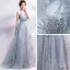 Sparkly Grey Evening Dresses  2018 Tulle Glitter Sequins Evening Party Formal Dresses