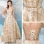Chic / Beautiful Gold Evening Dresses  2018 A-Line / Princess Floor-Length / Long U-Neck Tulle Appliques Backless Beading Glitter Evening Party Formal Dresses