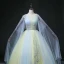 Elegant Sky Blue Beading Pearl Appliques Lace Flower Prom Dresses 2022 Ball Gown V-Neck Long Sleeve Backless Floor-Length / Long Formal Dresses