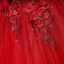 Chic / Beautiful Red Lace Flower Appliques Prom Dresses 2022 A-Line / Princess Off-The-Shoulder Beading Pearl Rhinestone Short Sleeve Backless Floor-Length / Long Formal Dresses