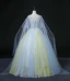 Elegant Sky Blue Beading Pearl Appliques Lace Flower Prom Dresses 2022 Ball Gown V-Neck Long Sleeve Backless Floor-Length / Long Formal Dresses