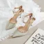 Charmant Rot Abend Niet Sandalen Damen 2023 8 cm Stilettos Knöchelriemen Spitzschuh Sandaletten Hochhackige