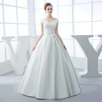 Chic Belle Salle Robe De Mariée 2017 Longue Blanche Robe Boule V Cou Sans Manches Dos Nu Faux Diamant Noeud Ceinture En Dentelle Appliques