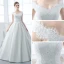 Chic / Belle Salle Robe De Mariée 2017 Longue Blanche Robe Boule V-Cou Sans Manches Dos Nu Faux Diamant Noeud Ceinture En Dentelle Appliques