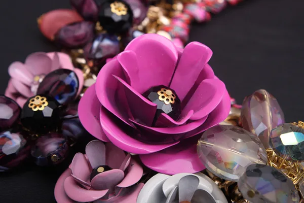 Exaggerated Lilac Crystal Flower Braid Necklaces Accessories Prom Necklace 2023