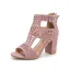 Roman Black Street Wear Pierced T-Strap Womens Sandals 2022 8 cm Thick Heels Open / Peep Toe Sandals High Heels