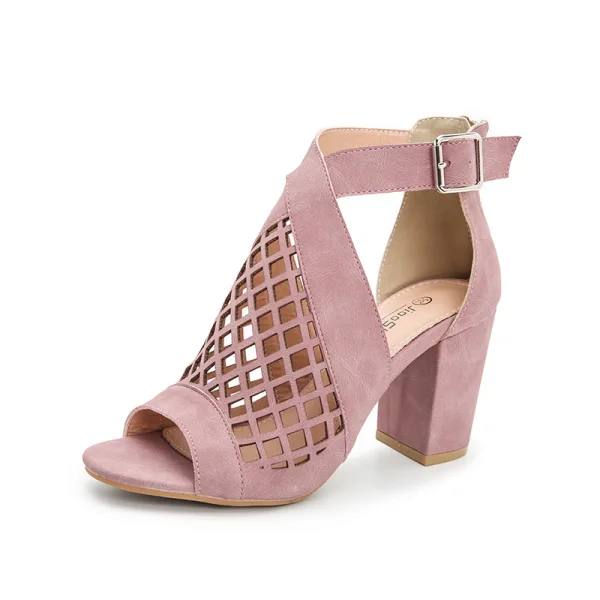 Vintage / Retro Black Pierced Womens Sandals 2022 Street Wear X-Strap 7 cm Thick Heels Open / Peep Toe Sandals High Heels