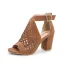 Vintage / Retro Black Pierced Womens Sandals 2022 Street Wear X-Strap 7 cm Thick Heels Open / Peep Toe Sandals High Heels