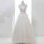 2 Piece Hall Wedding Dresses 2017 White A-Line / Princess Floor-Length / Long High Neck Sleeveless Backless Beading