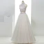 2 Piece Hall Wedding Dresses 2017 White A-Line / Princess Floor-Length / Long High Neck Sleeveless Backless Beading