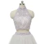 2 Piece Hall Wedding Dresses 2017 White A-Line / Princess Floor-Length / Long High Neck Sleeveless Backless Beading