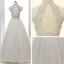 2 Piece Hall Wedding Dresses 2017 White A-Line / Princess Floor-Length / Long High Neck Sleeveless Backless Beading
