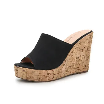 Chic Belle Noire Vêtement De Rue Sandales Femme 2022 11 Cm Compensées À Bout Pointu Sandales Talons Hauts