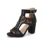 Fashion Brown Street Wear Pierced Womens Sandals 2022 T-Strap 8 cm Thick Heels Open / Peep Toe Sandals High Heels