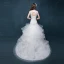 Chic / Beautiful Church Wedding Dresses 2017 White Trumpet / Mermaid Chapel Train Scoop Neck Sleeveless Backless Cascading Ruffles Pearl Lace Appliques