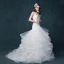Chic / Beautiful Church Wedding Dresses 2017 White Trumpet / Mermaid Chapel Train Scoop Neck Sleeveless Backless Cascading Ruffles Pearl Lace Appliques