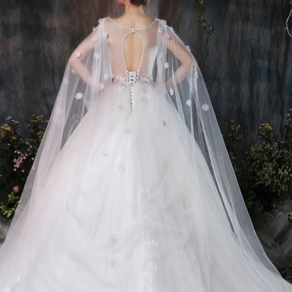 Unique Kirche Brautkleider 2017 Weiß Ballkleid Kathedrale Schleppe Ärmellos Eckiger Ausschnitt Künstliche Blumen Rückenfreies Applikationen Mit Spitze Perlenstickerei Perle
