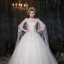 Unique Kirche Brautkleider 2017 Weiß Ballkleid Kathedrale Schleppe Ärmellos Eckiger Ausschnitt Künstliche Blumen Rückenfreies Applikationen Mit Spitze Perlenstickerei Perle