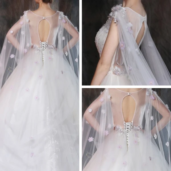 Unique Kirche Brautkleider 2017 Weiß Ballkleid Kathedrale Schleppe Ärmellos Eckiger Ausschnitt Künstliche Blumen Rückenfreies Applikationen Mit Spitze Perlenstickerei Perle