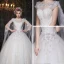 Unique Kirche Brautkleider 2017 Weiß Ballkleid Kathedrale Schleppe Ärmellos Eckiger Ausschnitt Künstliche Blumen Rückenfreies Applikationen Mit Spitze Perlenstickerei Perle