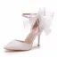 Chic / Beautiful White Bow Pointed Toe Prom Womens Sandals 2025 Ankle Strap 9 cm Stiletto Heels Womens Shoes High Heels