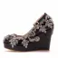 Chic / Beautiful Black Rhinestone Prom Womens Shoes 2025 Ankle Strap 10 cm Wedges Round Toe Womens Shoes
